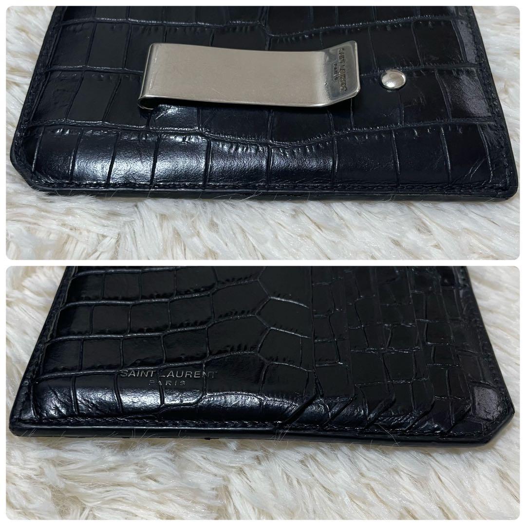 超希少✨サンローラン フラグメントケース マネークリップ クロコ 黒