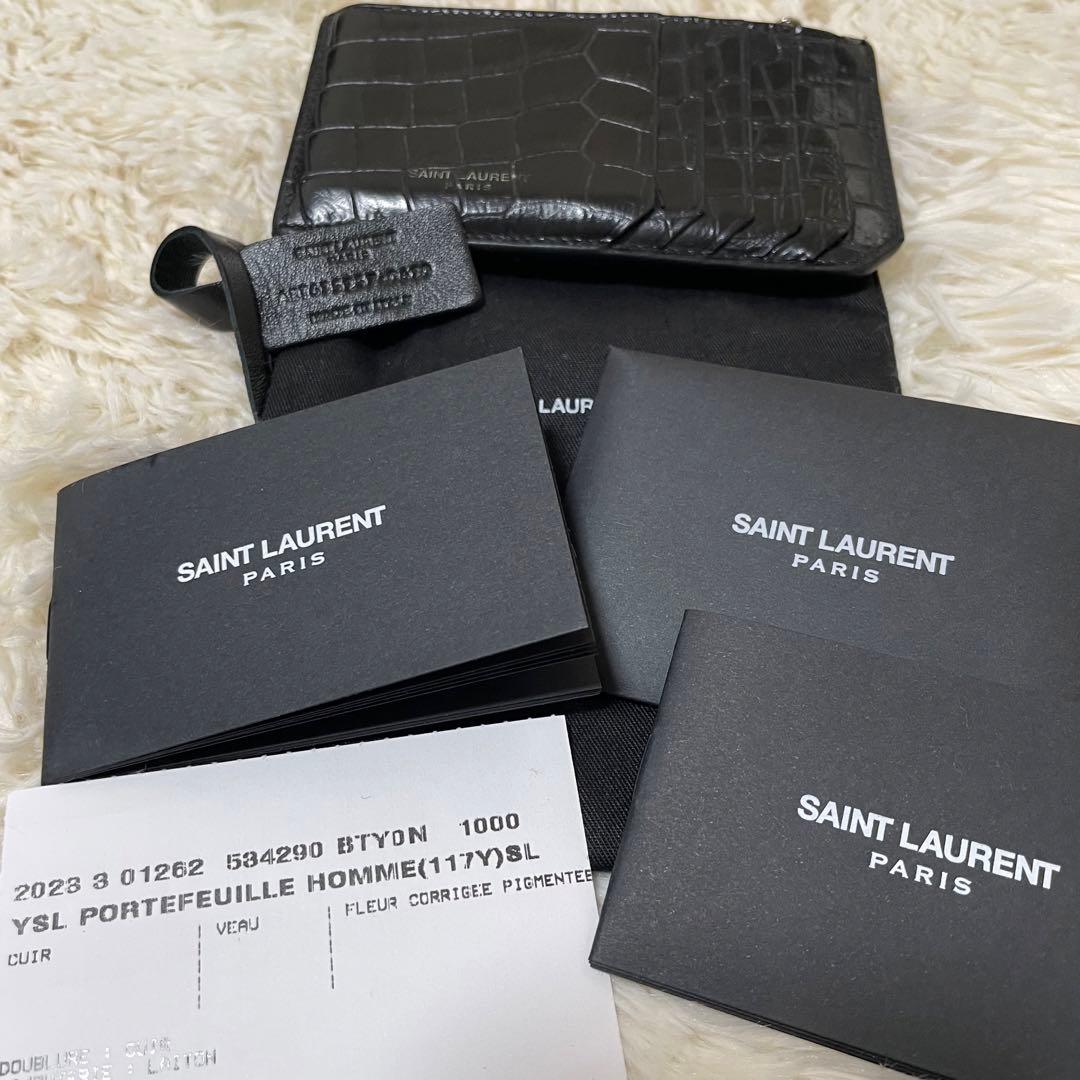 超希少✨サンローラン フラグメントケース マネークリップ クロコ 黒