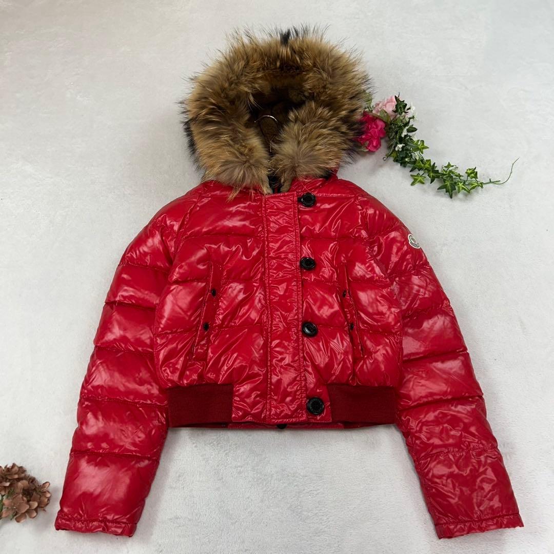 K756 美品 S モンクレール ブルガリ ダウンジャケット レッド