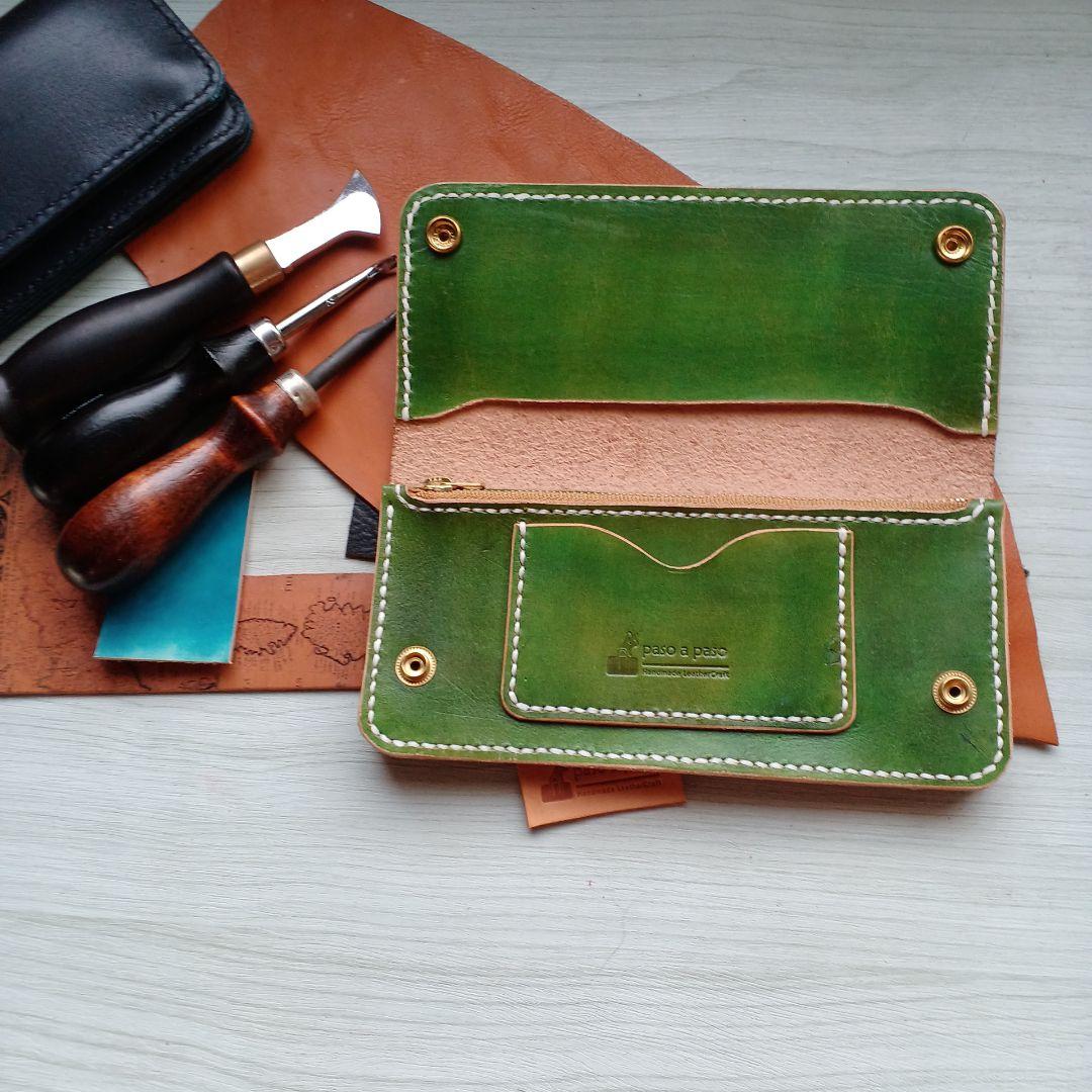 トラッカーウォレット ロング ハンドメイド グラデーション オリーブ