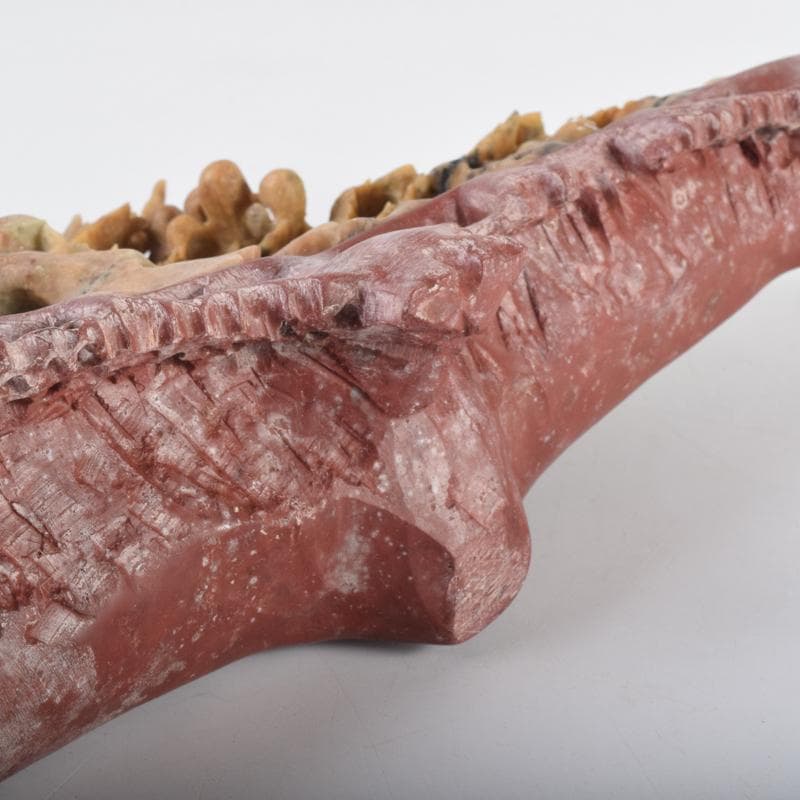 中国 玉石蝋石青田石 楼閣山水雕 床飾 置物 C 6952A 👕