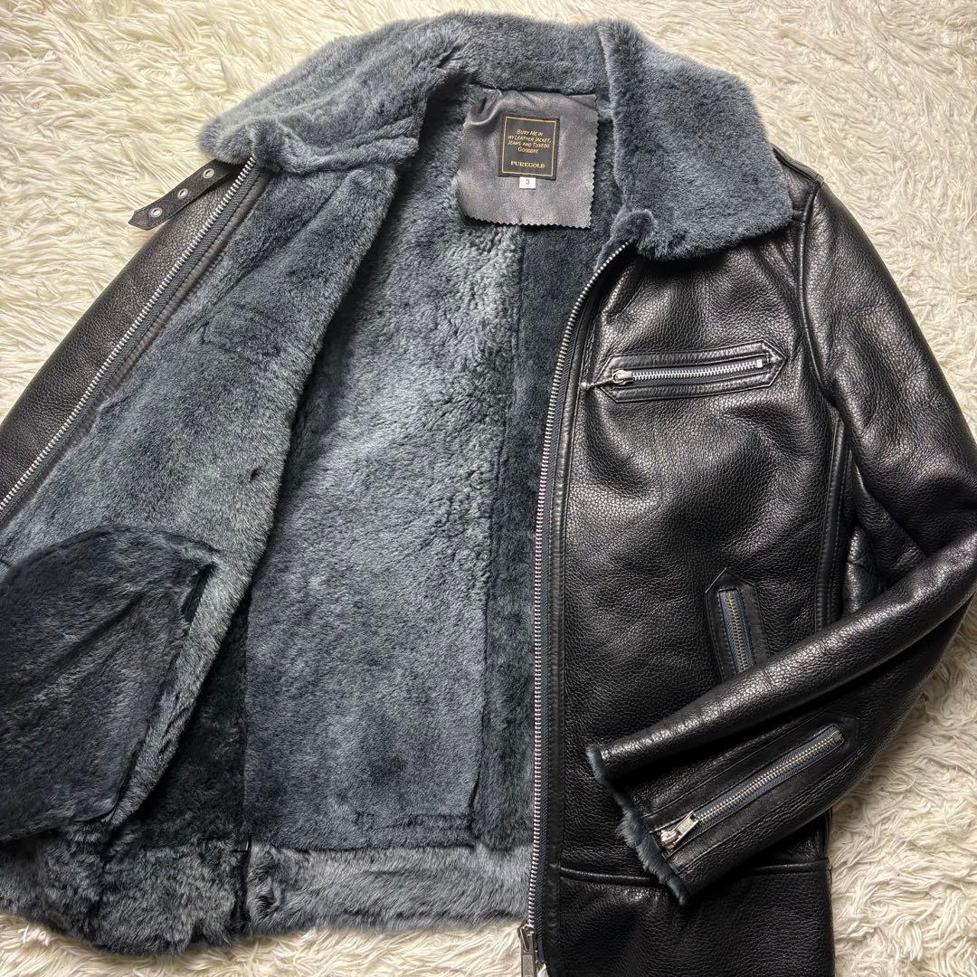 極美品 BUFFALO BOBS レザームートンジャケット サイズ3 ブラック