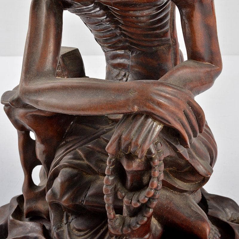 中国 唐木黄楊木 彫刻 達磨像 人物像 置物 台付 H R4819 - メルカリ