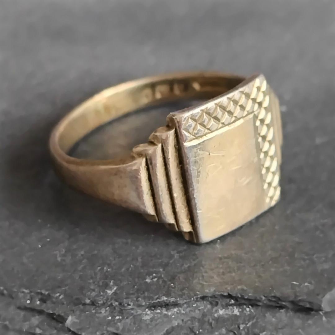 英国製 1973年 スターリングシルバー 印台リング ホールマーク 20号