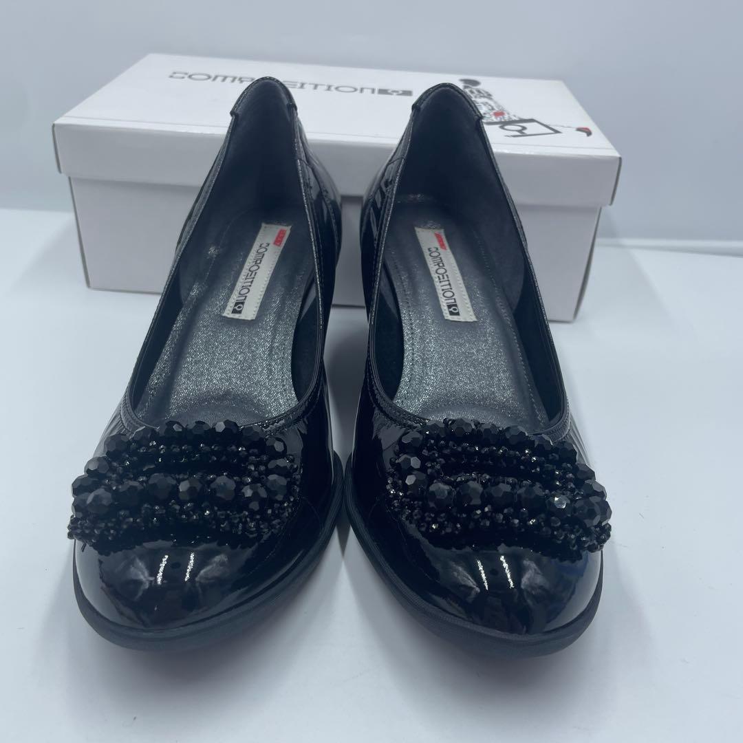 COMPOSITION9 エナメル ウェッジソール 黒 25cm コンポジションナイン