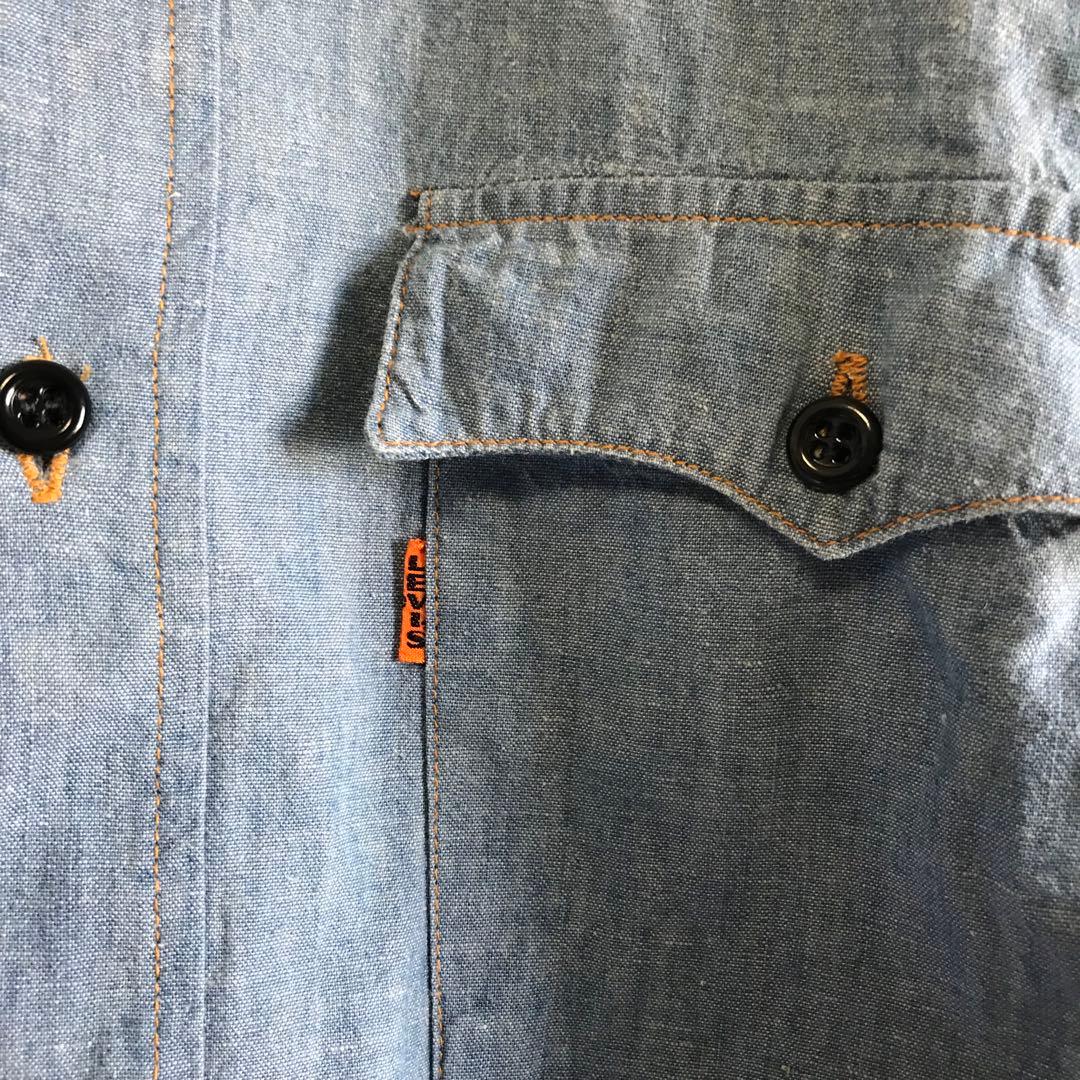 70s リーバイス BIG E刺繍 オレンジタブ シャンブレーシャツ Lサイズ