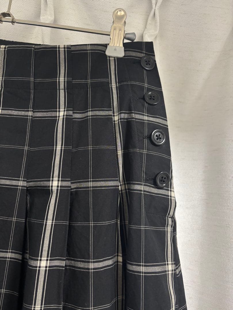 MARGARET HOWELL チェック フレアスカート ブラック - メルカリ