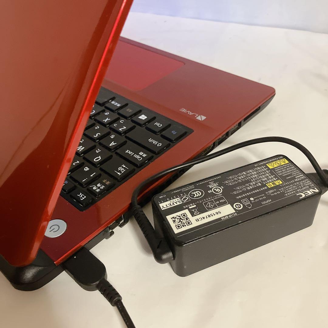 人気レッド　win11　大容量１TB　LAVIE カメラdvd搭載　ノートPC