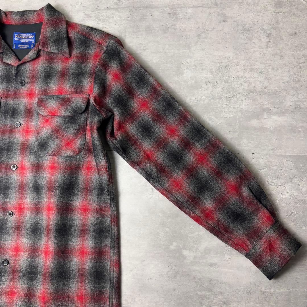 PENDLETON オンブレチェック 開襟シャツ ボードシャツ 黒 赤 キムタク