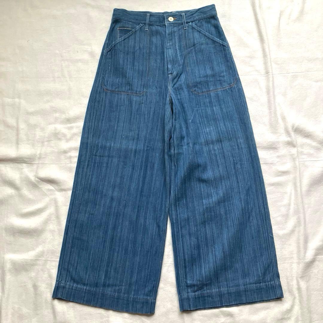 45R 藍カディ3000デニムマーサーパンツ　えみおわす　ヨーガンレール