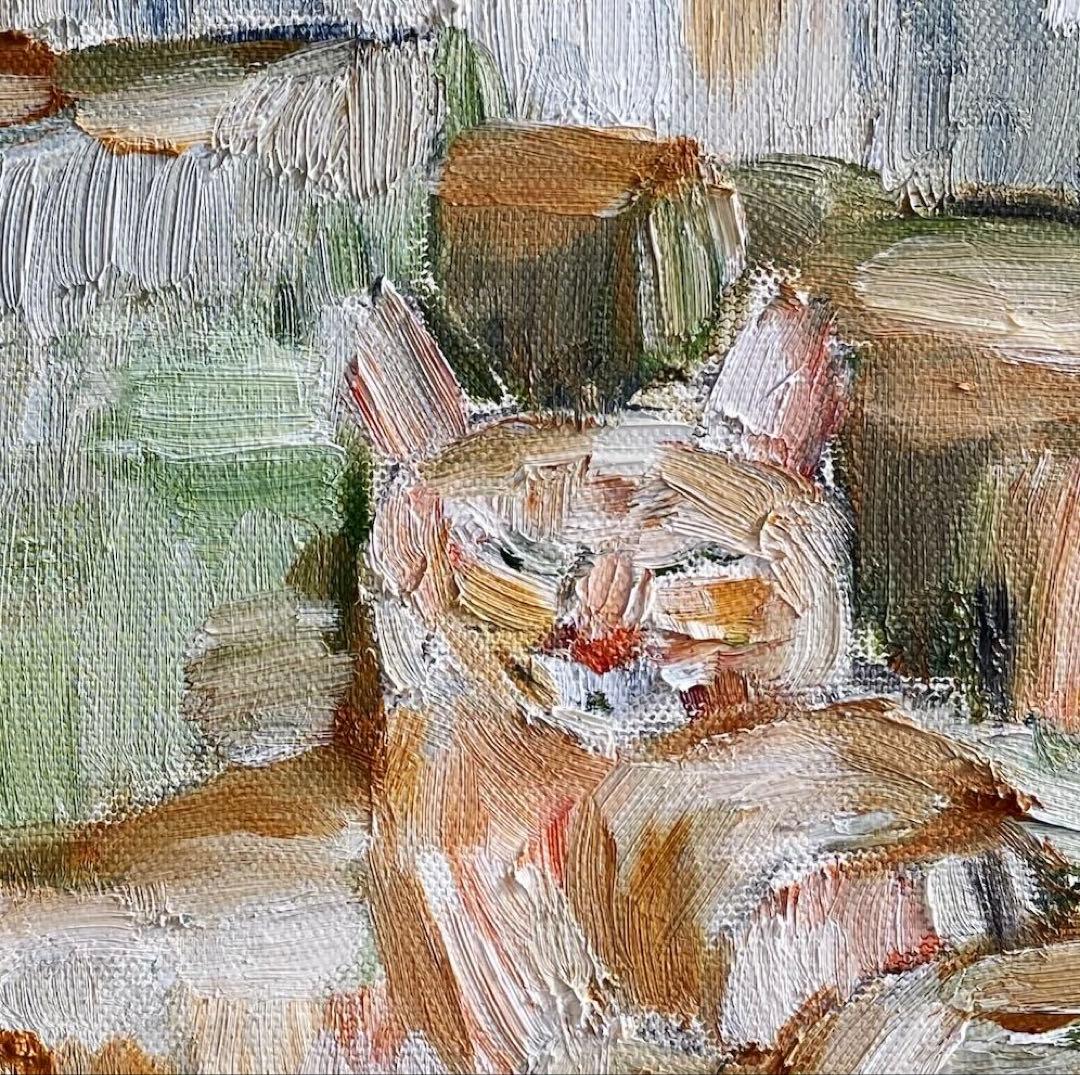 原画・油絵】ねこ｜F3キャンバス｜2025年制作｜一点物｜額装イメージ