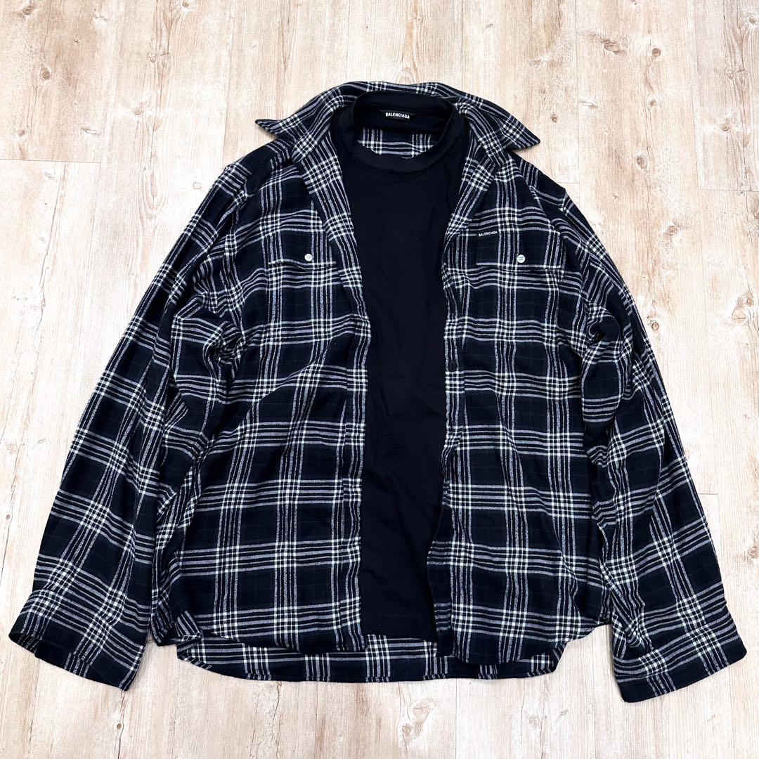 BALENCIAGA バレンシアガ ドッキングチェックシャツ 699371 - メルカリ