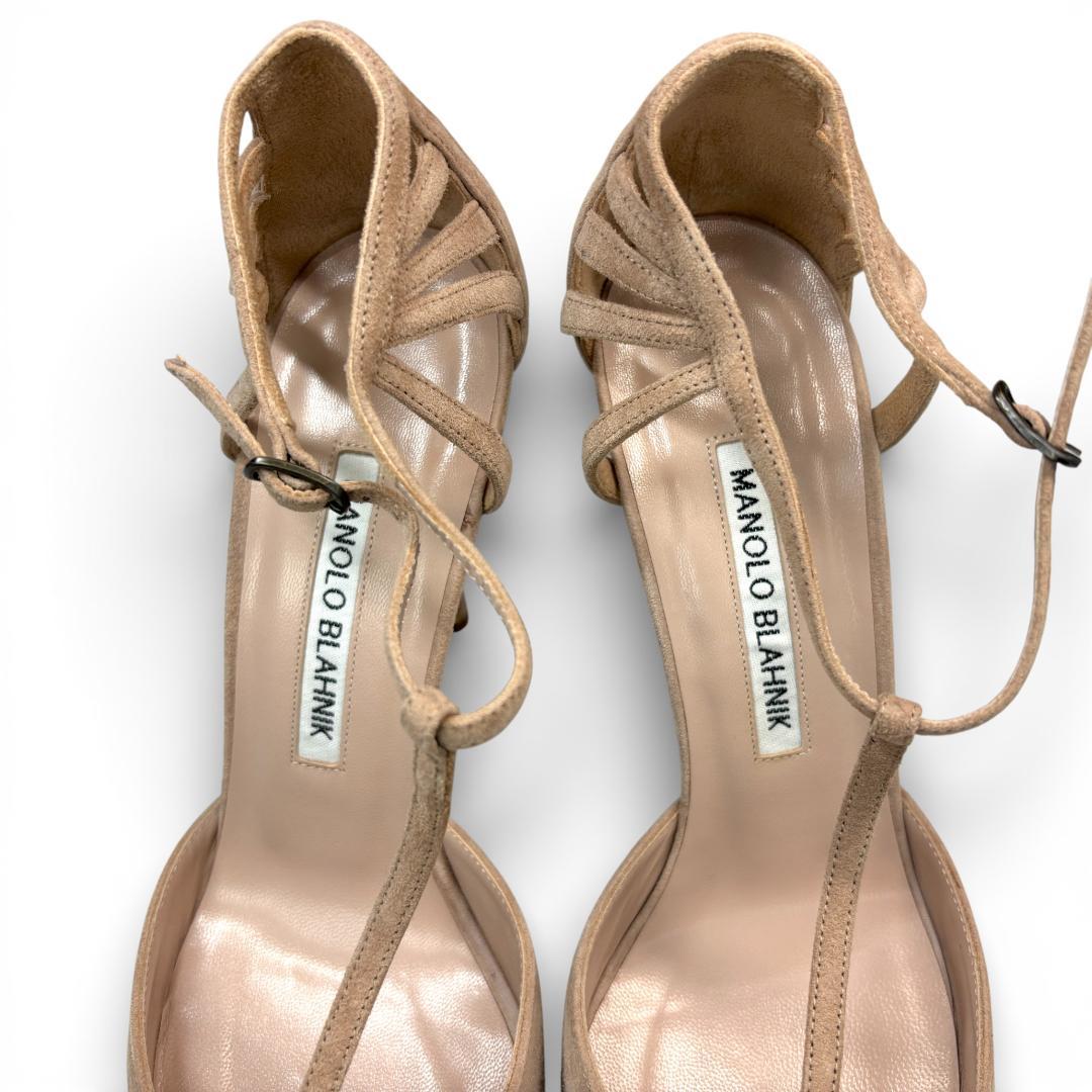 新品級 マノロブラニク ベージュ ストラップパンプス 36.5 23.5cm