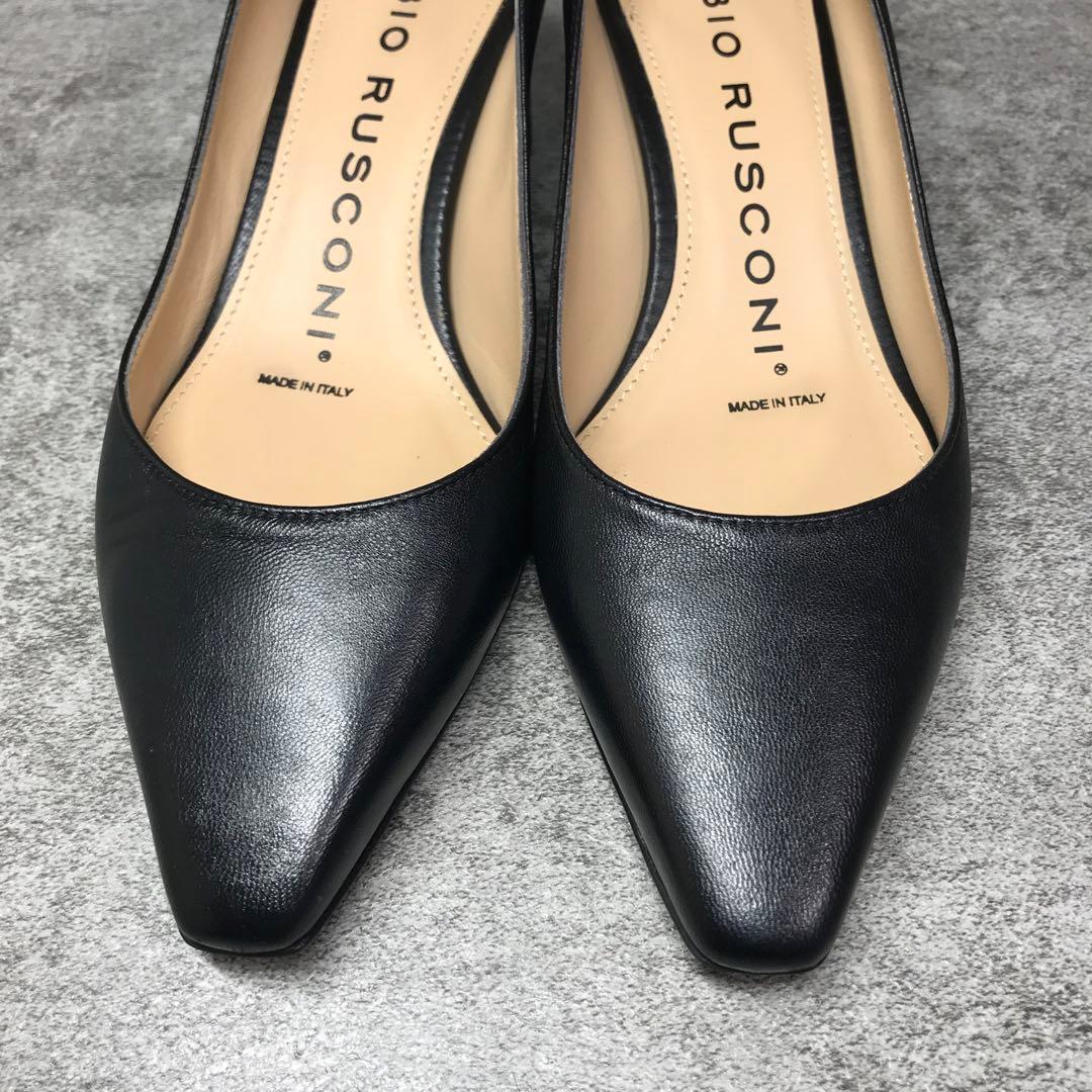 美品 FABIO RUSCONI ポインテッドトゥ パンプス 太ヒール 36 黒 - メルカリ