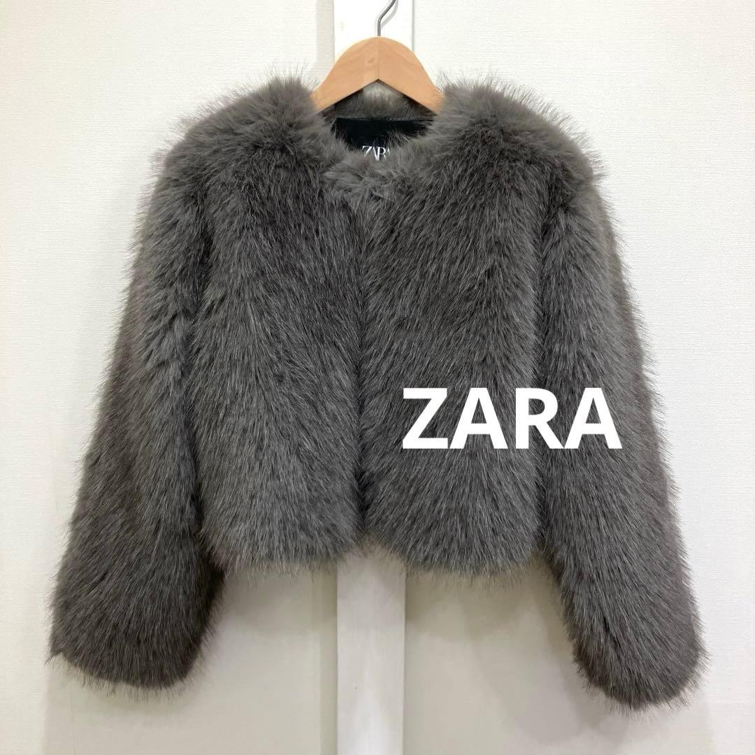 ZARA ザラ ショート丈 フェイクファー ジャケット - メルカリ