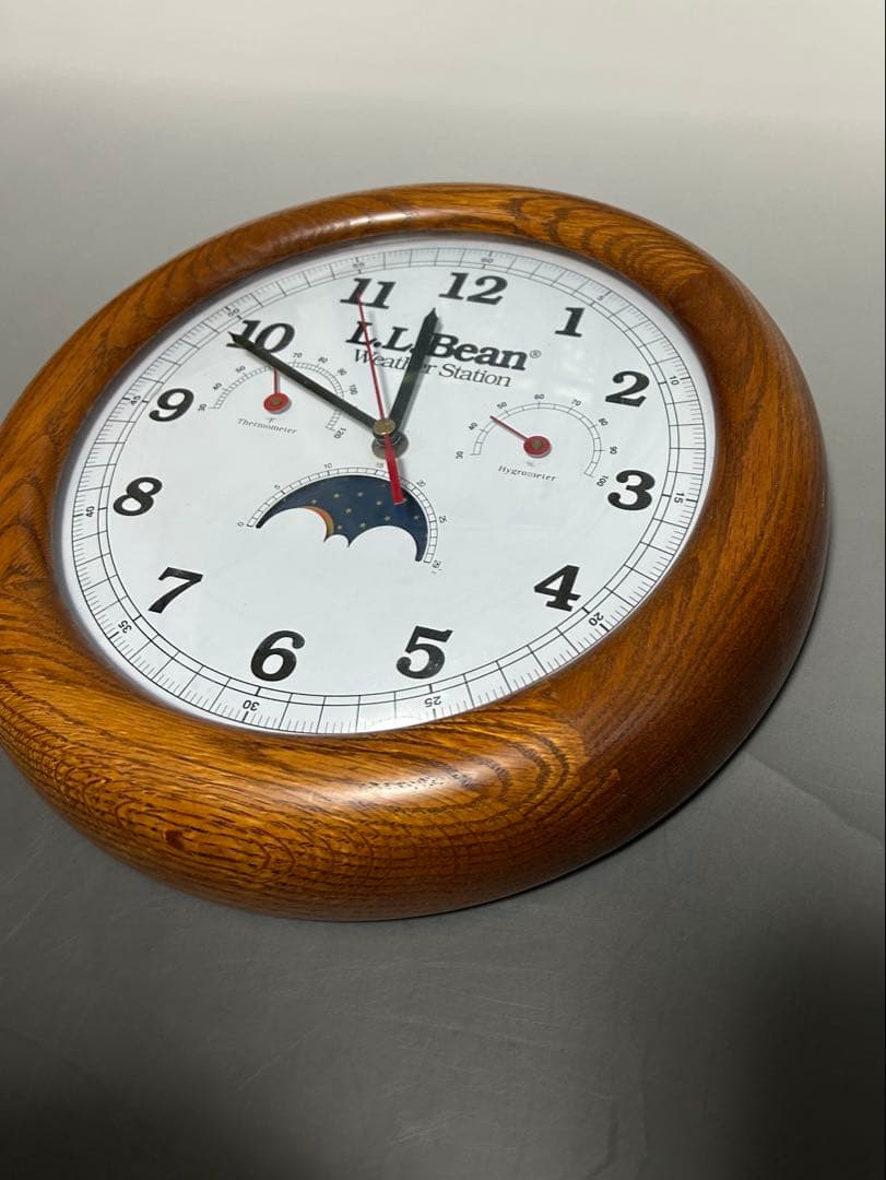 129 LLBean エルエルビーン 掛け時計 ムーンフェイズ 湿度計 木製枠