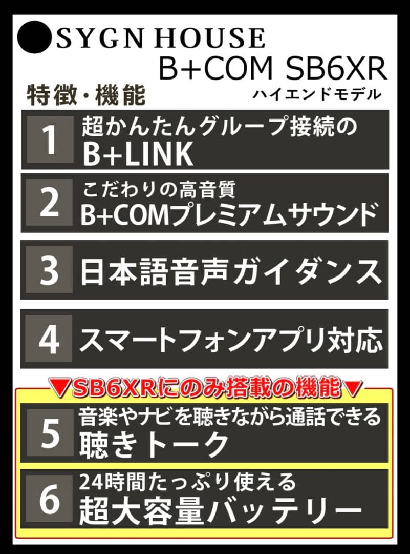 B+COM SB6XR ワイヤレスヘッドセット