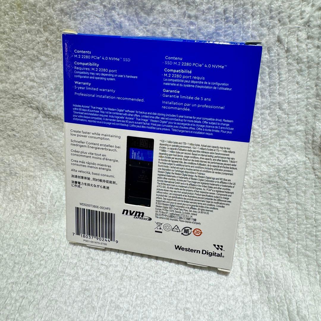 新品未開封 2TB WD Blue SN580　ウエスタンデジタル