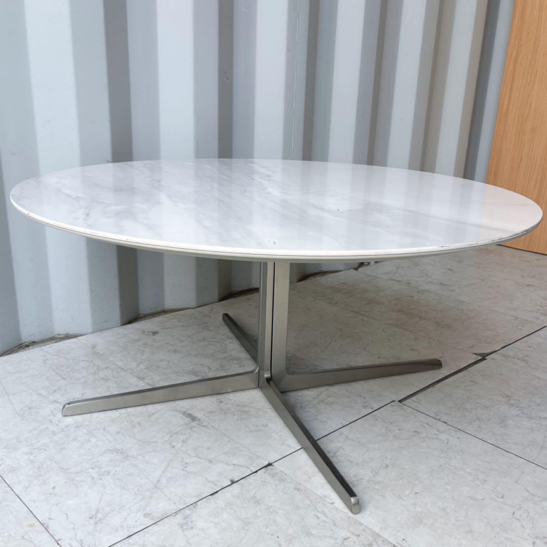 取付無料！ボーコンセプト セビリア 大理石風ホワイト天板円形コーヒー