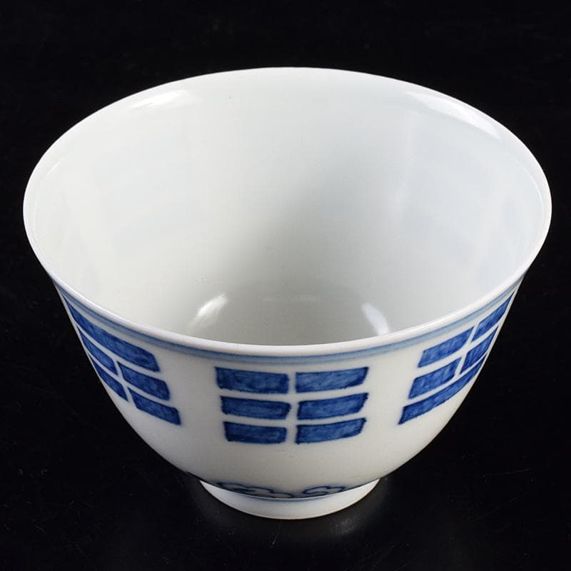 中国 大明成化年製 青花波文盃 C 7807E - メルカリ