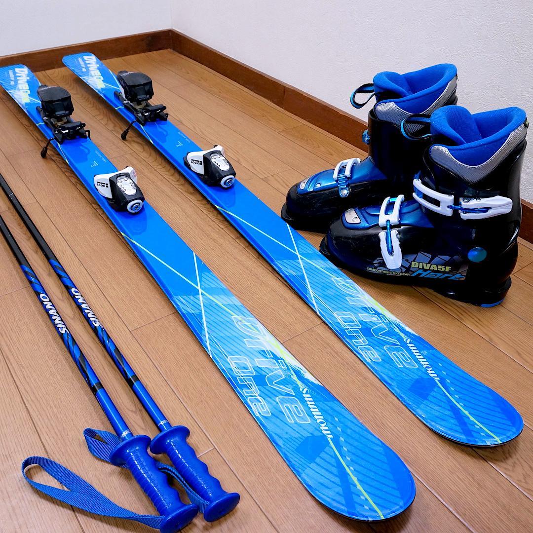 メンテ済 140cm 靴24cm SWALLOW スキーセット スワロー キッズ スキーセット SWALLOW 23-24 SNOWPANDA BLUE スノー