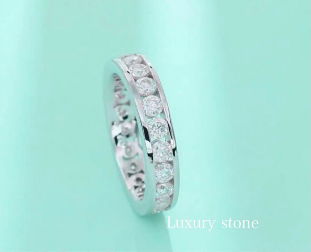 最高級モアサナイト モアッサナイト 4mm フルエタニティリング レール 9号