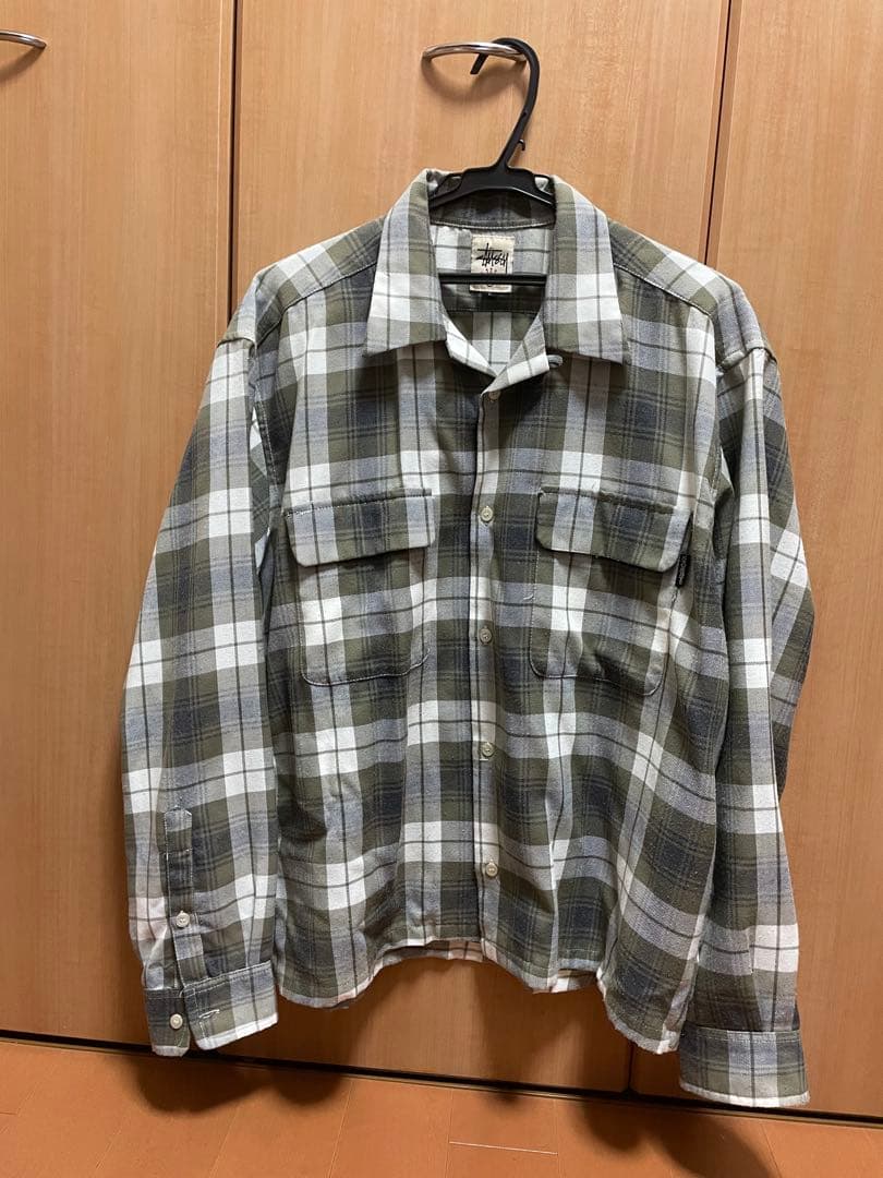 80s 90s Old Stussy オープンカラー チェックシャツ 白タグ