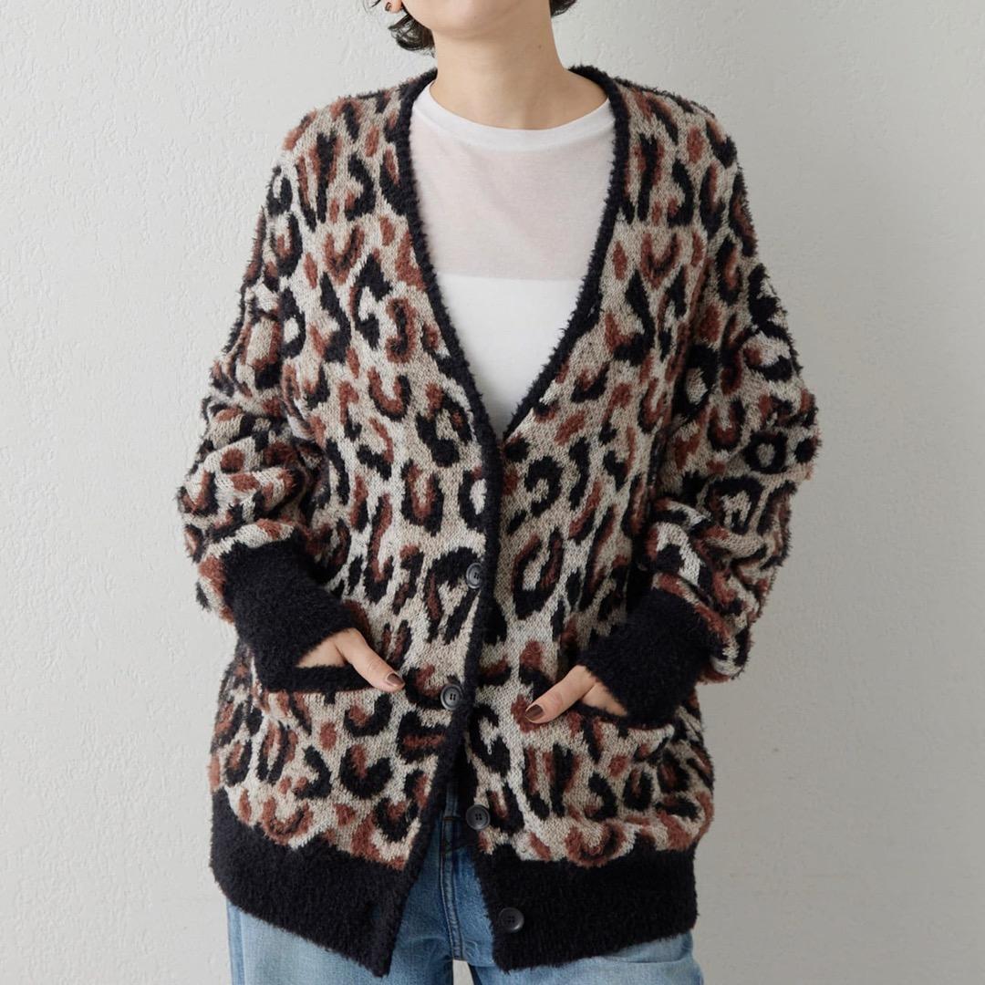 美品 Whim Gazette 24AW 2wayレオパードシャギーカーディガン - メルカリ