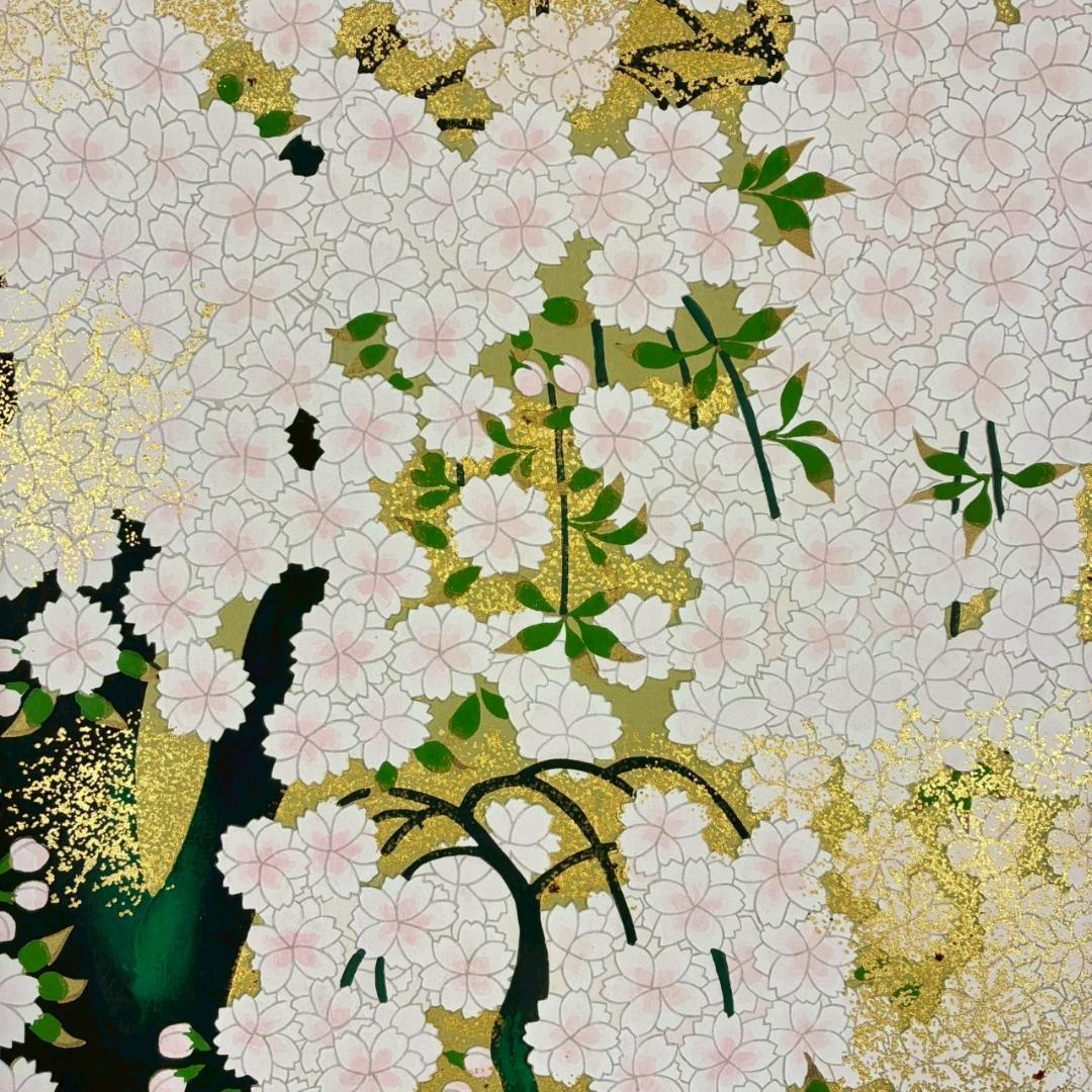 美品 橋本明治「桜」手摺木版画 ささき版画工芸 版元永井画廊 刷り込み