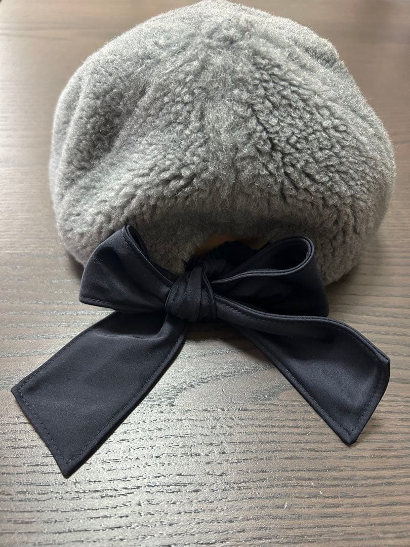 yori もふボアリボンキャップ 2023AW yori もふボアキャップホワイト57