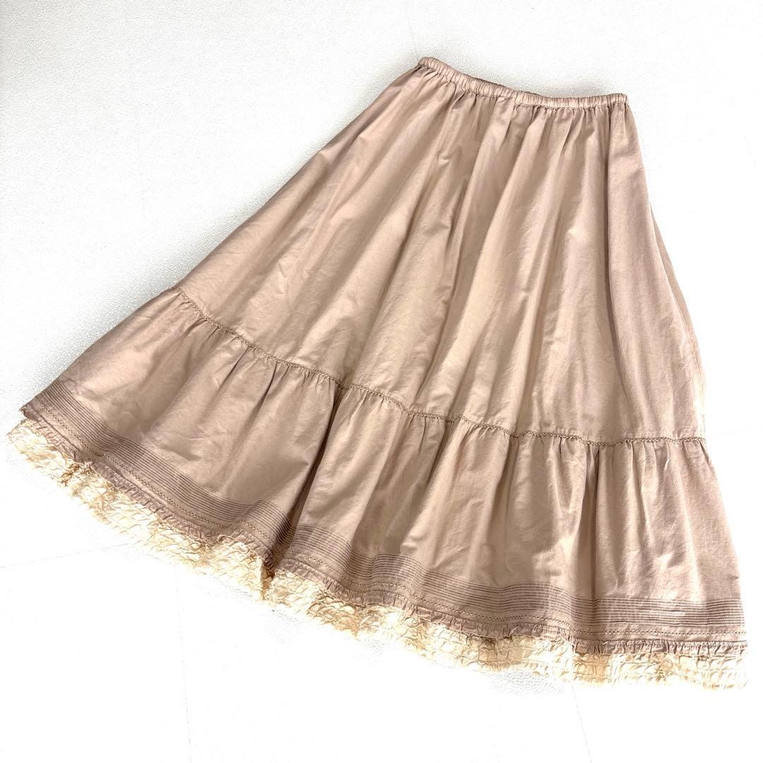 極美品】ピンクハウス ピコフリル ロングスカート ティアード レース