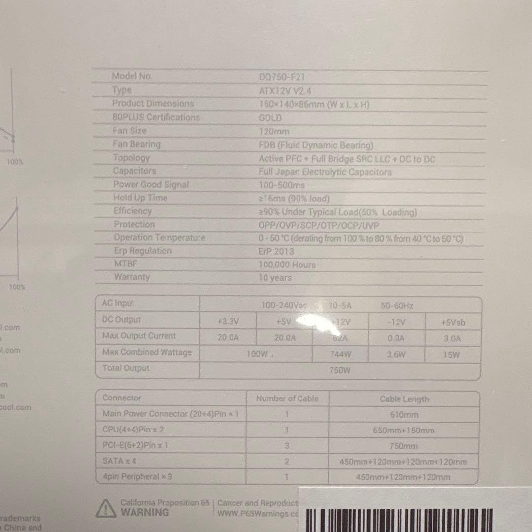 電源ユニット DeepCool PQ750M 750W 80 PLUS Gold