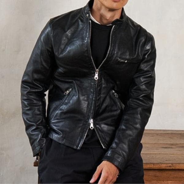 Cinquanta 高級ホースハイドレザー シングルライダースジャケット 干場