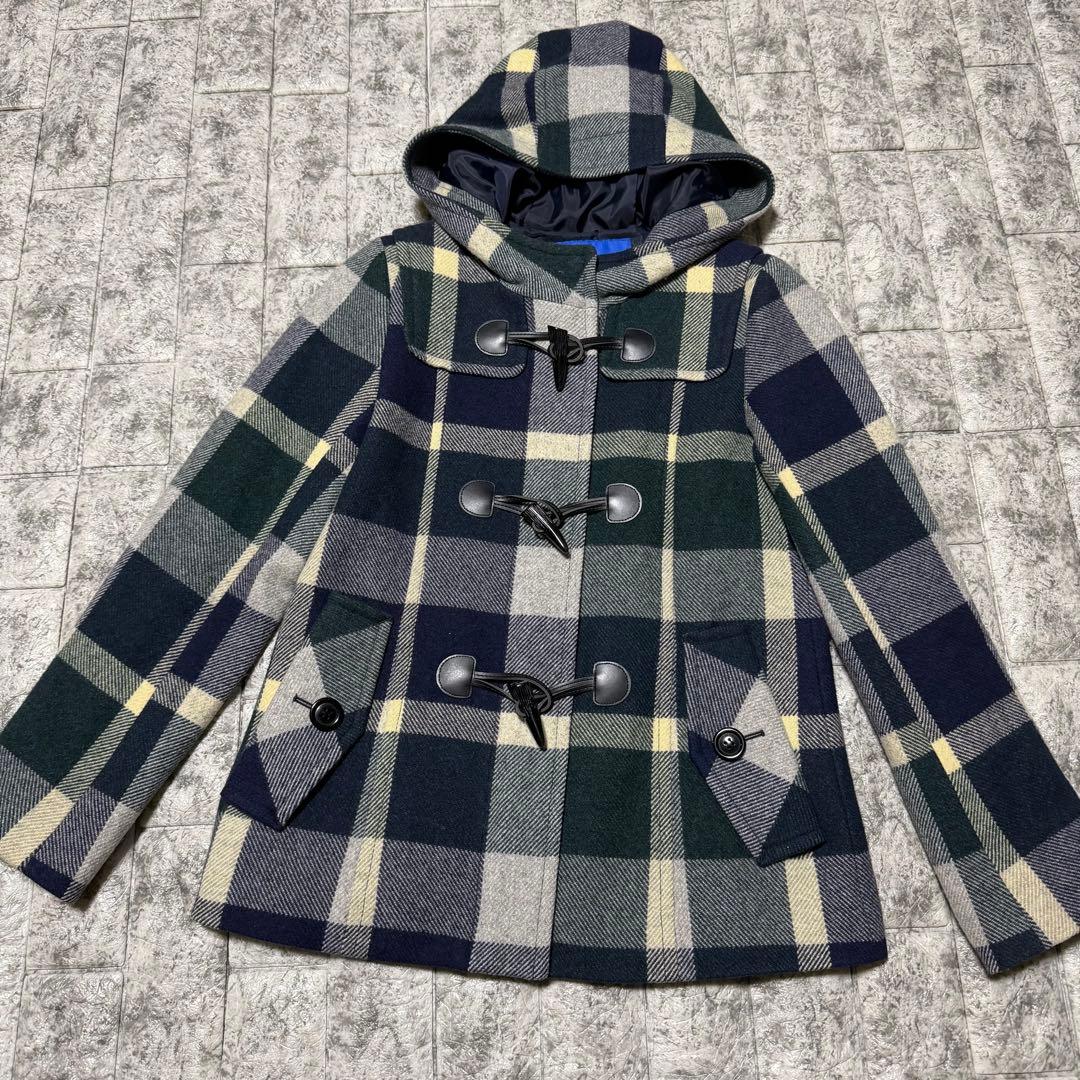 【美品】ブルーレーベルクレストブリッジ ダッフルコート チェック柄 10th ANNIVERSARY】エアリーメルトンクレストブリッジチェックダッフル