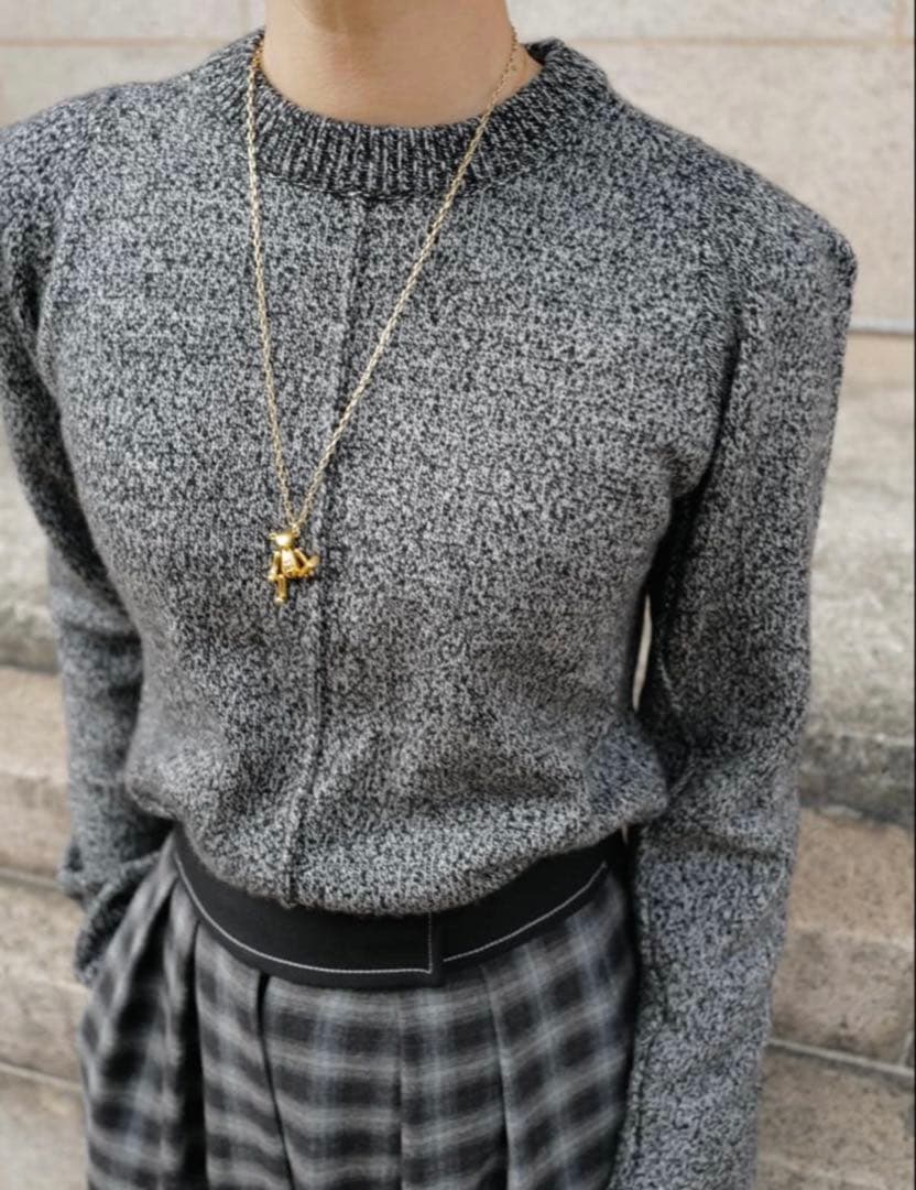 2025AW新作完売品♥︎machatt ショルダーミックスニット ブラック新品