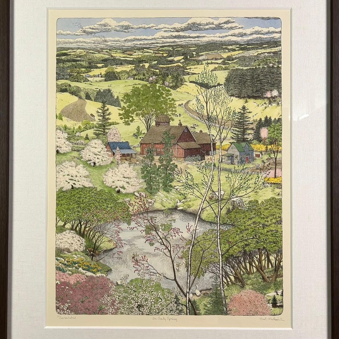 美品 スーザン・ハント・ウォルコッツ「EARLY SPRING」銅版画 サイン入