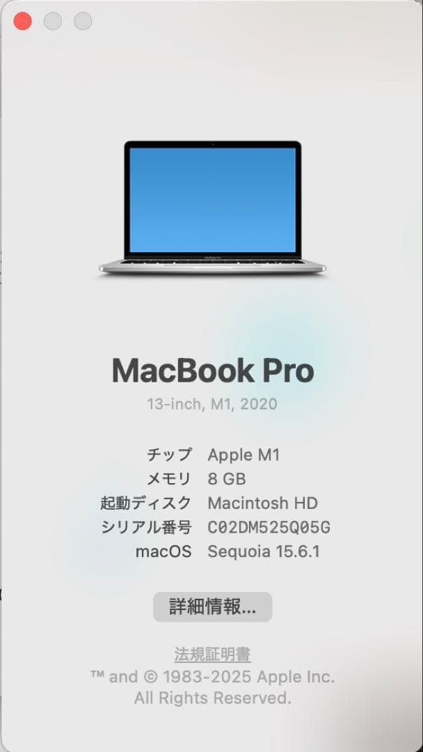 Apple MacBook Pro M1 13 インチ シルバー　2020