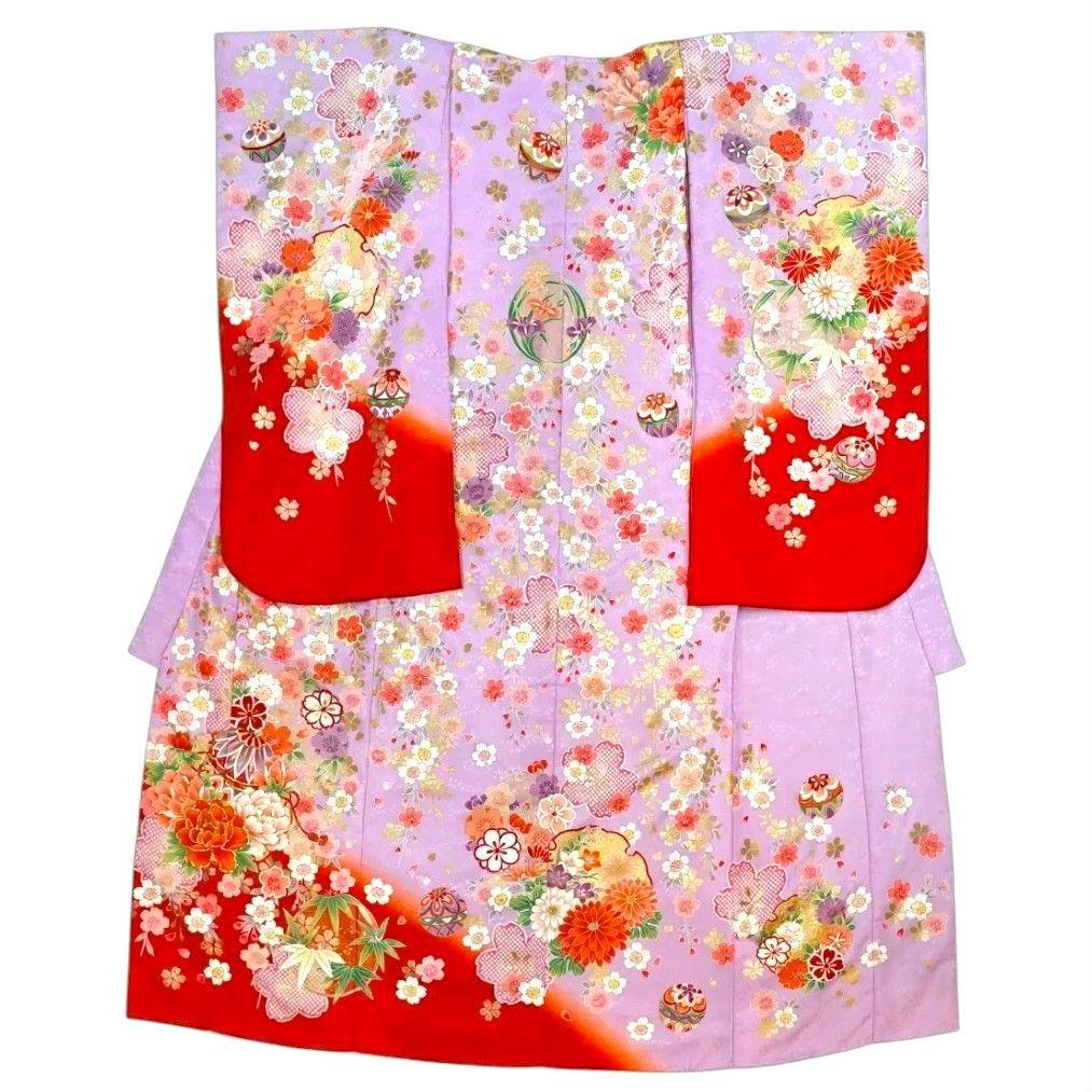 女の子七五三 7歳 四つ身 着物 長襦袢付き 絵羽柄 七五三 着物 四つ身 セット 女の子 7歳 7才 絵羽柄 着物セット 結び帯