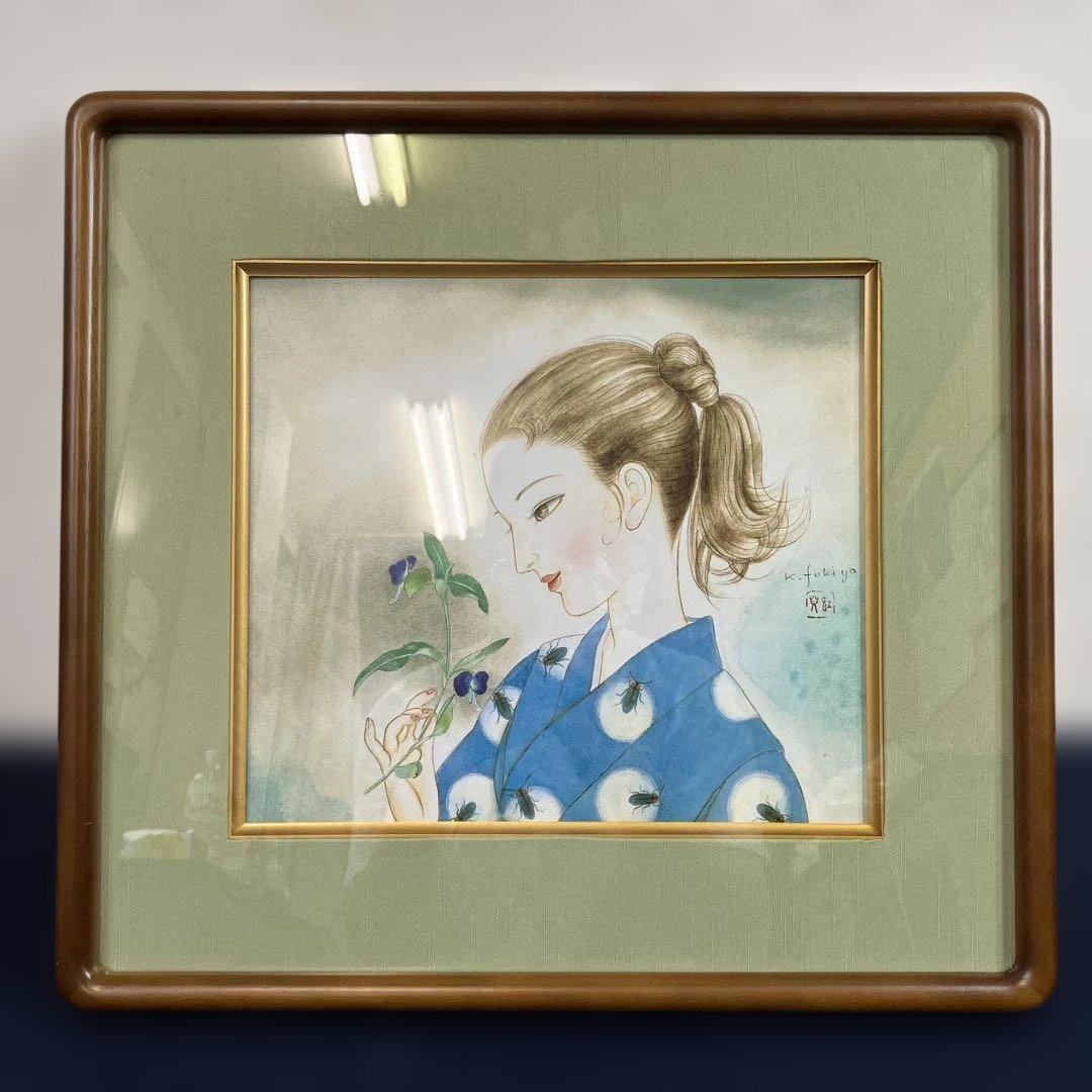 工芸画の色紙額 蕗谷虹児 「露草」 - メルカリ