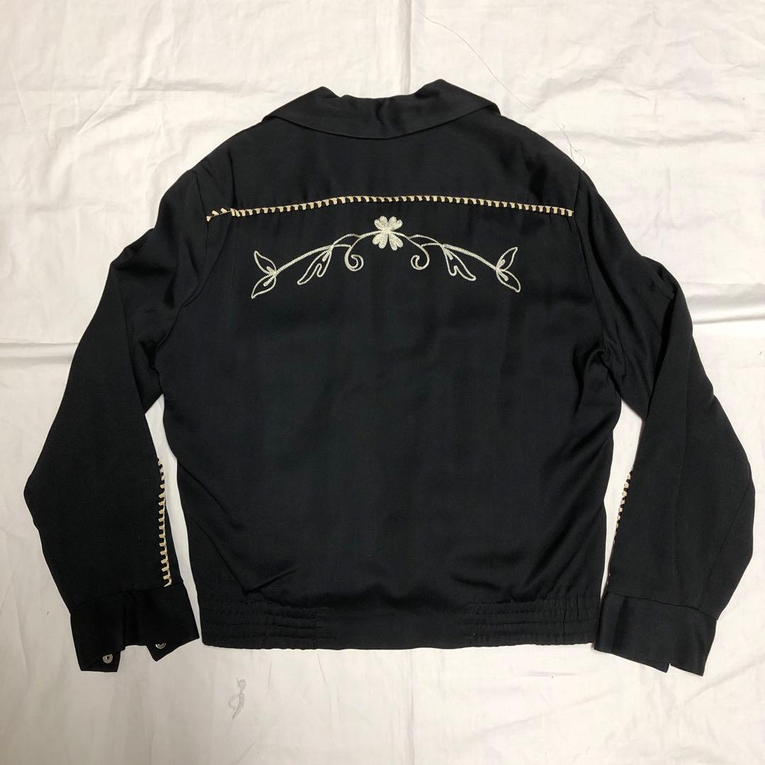 50s H bar C ウエスタンジャケット L ブラック レーヨン ブルゾン