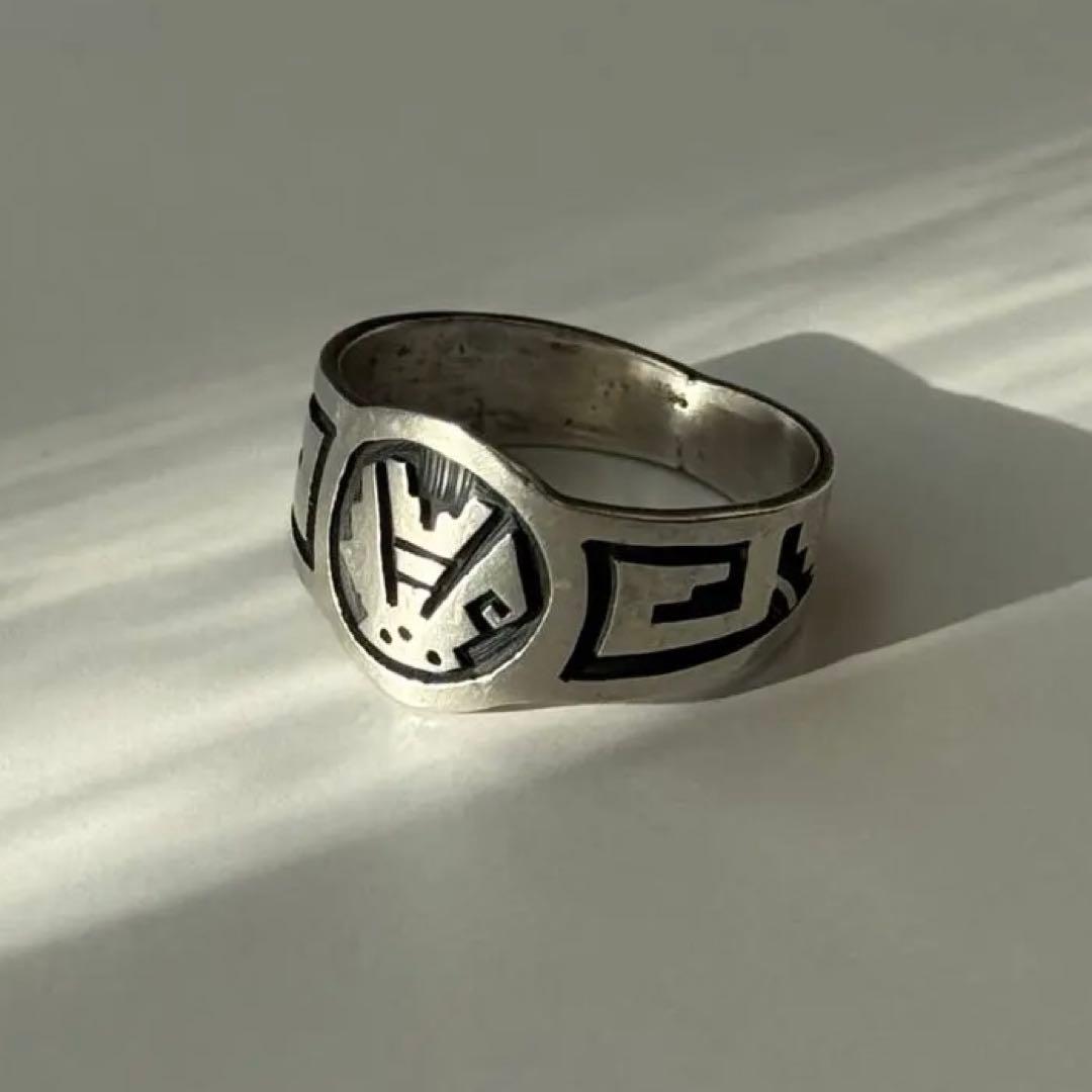 HOPI族 ホピ族シルバーリング 鹿ホールマーク Sunriseモチーフ 作家物 HOPI族 ホピ族シルバーリング 鹿ホールマーク Sunriseモチーフ 作家物