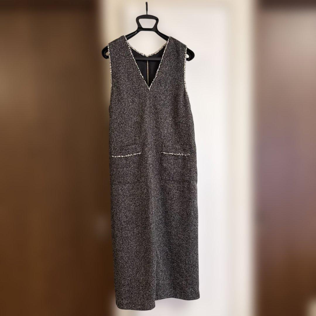 huitieme nid ツイード　ジャンパースカート ユイティーム 2WAY ツイードフリンジジャンパースカート huitieme nid