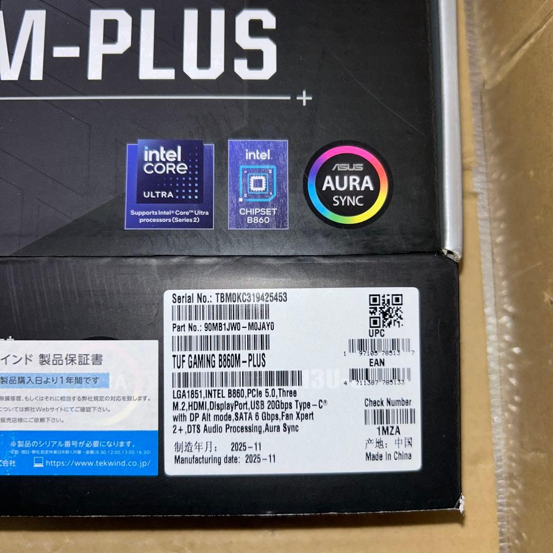 ASUS マザーボード　TUF GAMING B860M-PLUS