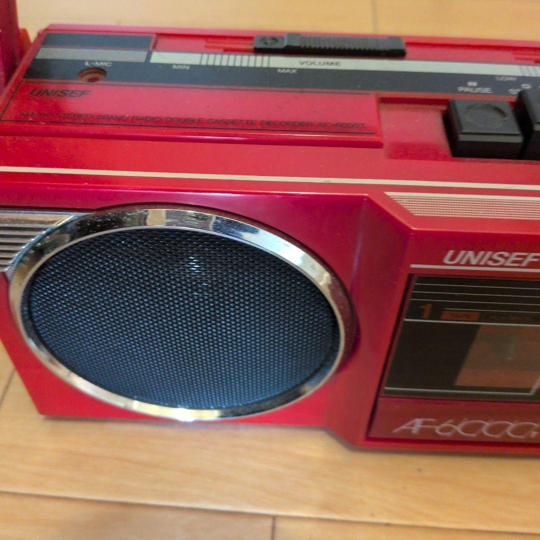 UNISEF ダブルカセットラジカセ 赤