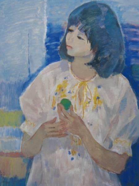 深沢紅子、【青い實】、希少な額装用画集より、新品額装付 自画像 | ｜正光画廊