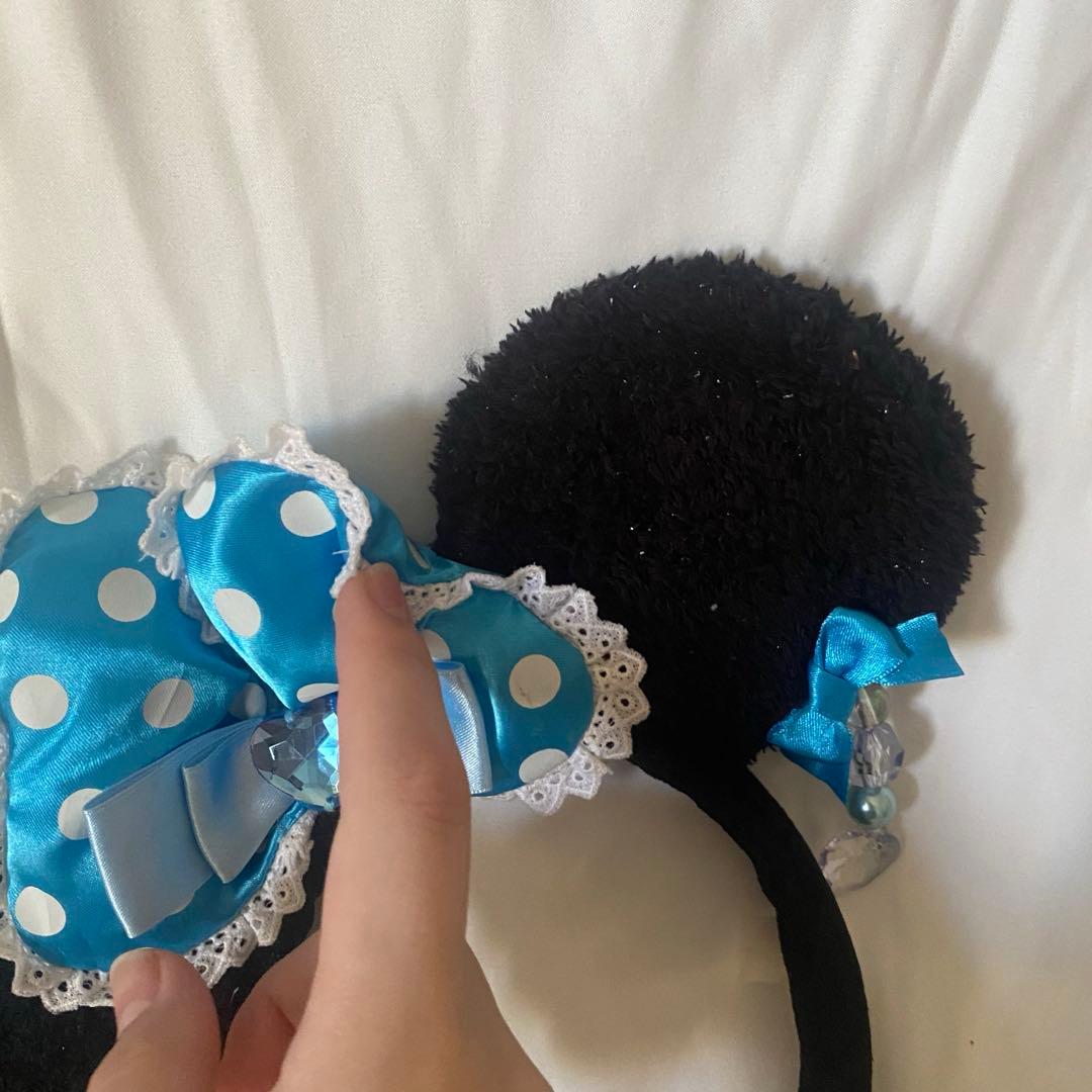 東京ディズニー ミニー イヤリングビーズ ドット リボン レア ラメ