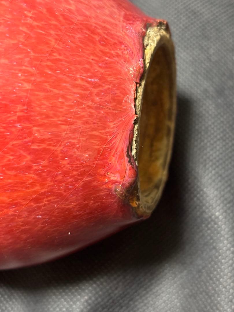 ゆゆ様専用 中国古美術品 清の時代 紅釉 天球瓶 花瓶 高さ約18cm