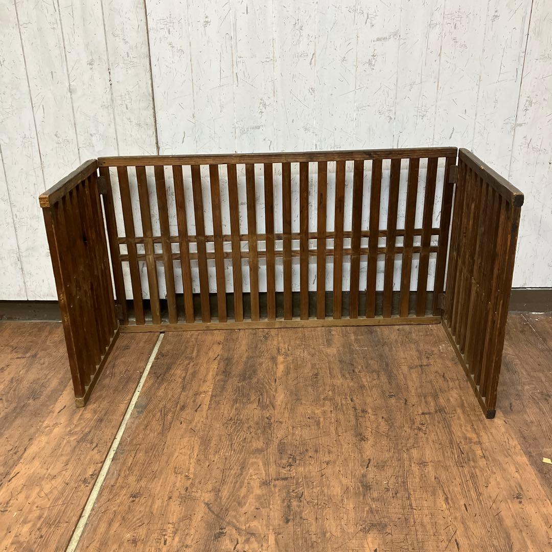 B-2 昭和レトロ 木製 帳場囲い 帳場格子 折りたたみ式 フェンス