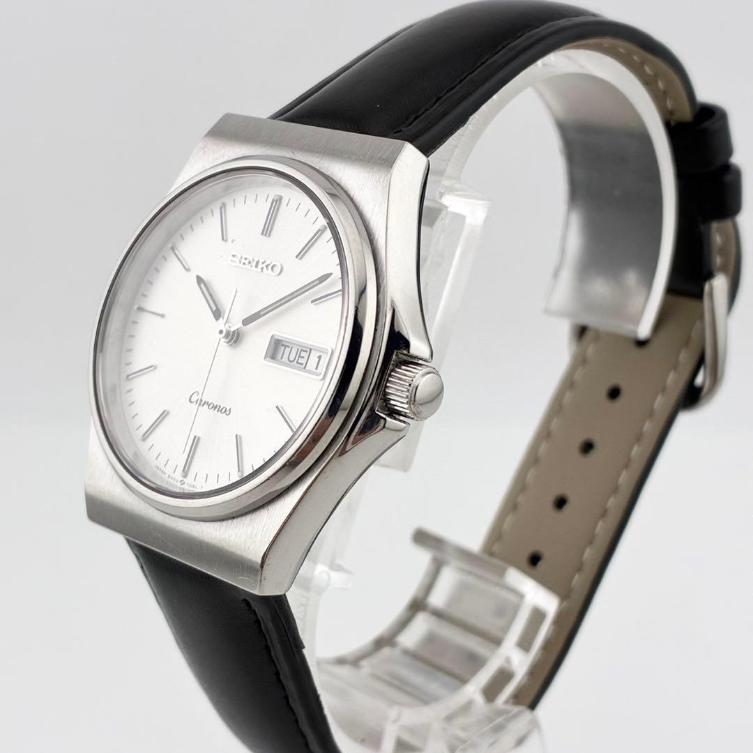 電池交換済】SEIKO CRONOS 腕時計 デイデイト 新品ベルト クォーツ