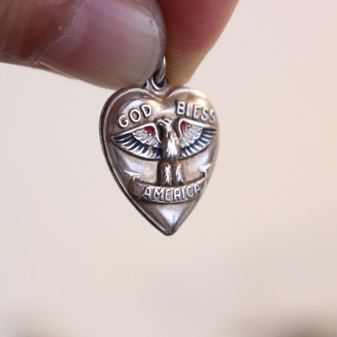 40s スウィートハートジュエリー WW2 シルバー チャーム ハート イーグル